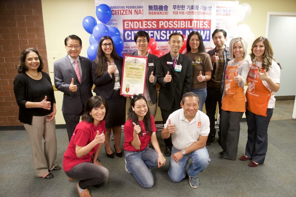 Sponsors and Volunteers for the Pan Asian Citizenship Event included Bank of America, Citibank, UPS, and Home Depot. (Photo from Asian Americans Advancing Justice – Los Angeles.) 